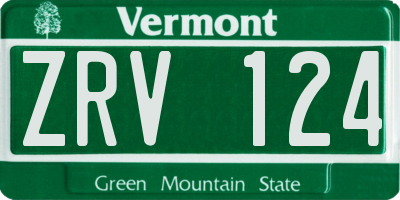 VT license plate ZRV124