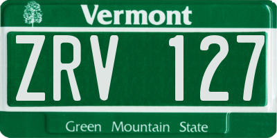 VT license plate ZRV127