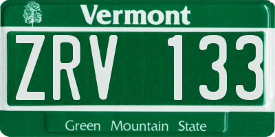 VT license plate ZRV133