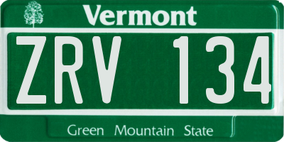 VT license plate ZRV134