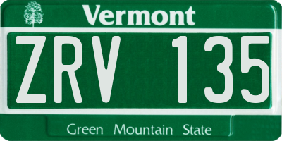 VT license plate ZRV135