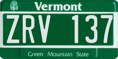 VT license plate ZRV137