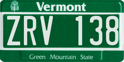 VT license plate ZRV138