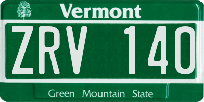 VT license plate ZRV140