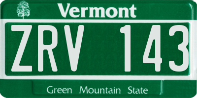 VT license plate ZRV143