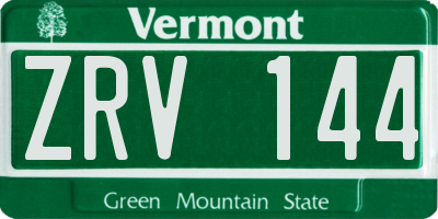 VT license plate ZRV144