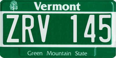 VT license plate ZRV145