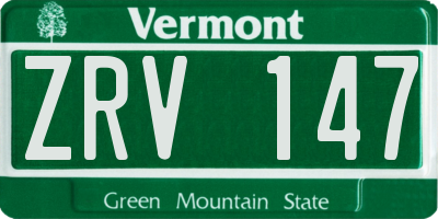 VT license plate ZRV147