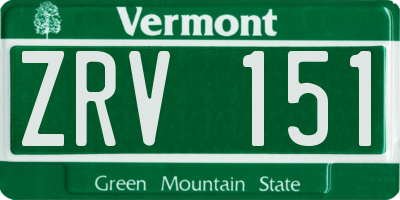 VT license plate ZRV151