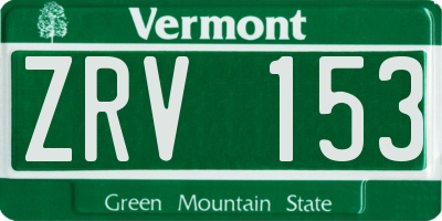 VT license plate ZRV153