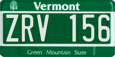 VT license plate ZRV156