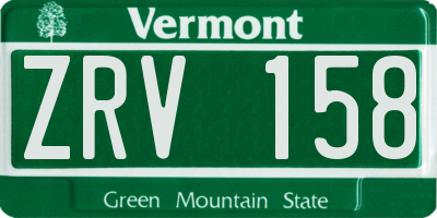 VT license plate ZRV158