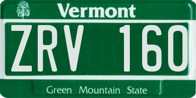 VT license plate ZRV160