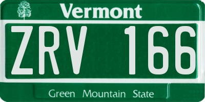 VT license plate ZRV166