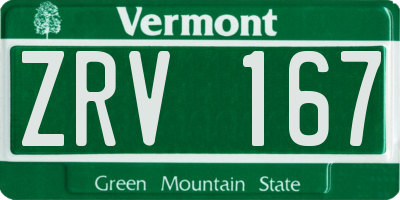 VT license plate ZRV167