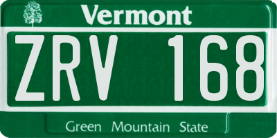 VT license plate ZRV168