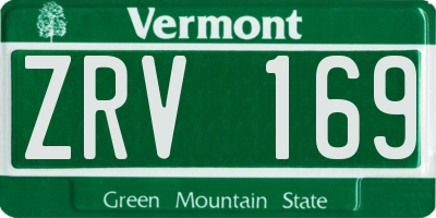 VT license plate ZRV169