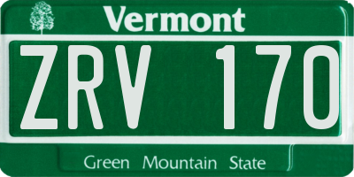 VT license plate ZRV170