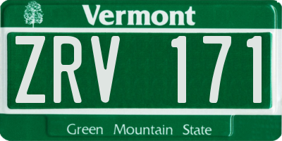 VT license plate ZRV171