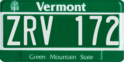 VT license plate ZRV172
