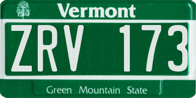 VT license plate ZRV173
