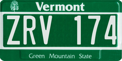 VT license plate ZRV174