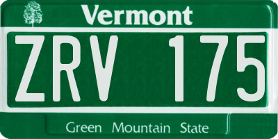 VT license plate ZRV175