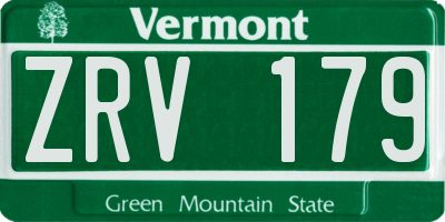 VT license plate ZRV179