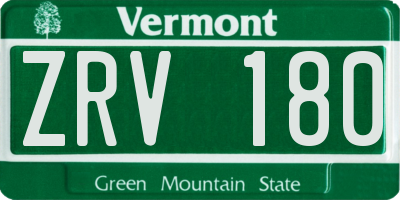 VT license plate ZRV180