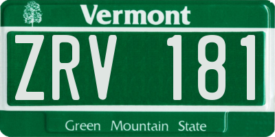 VT license plate ZRV181