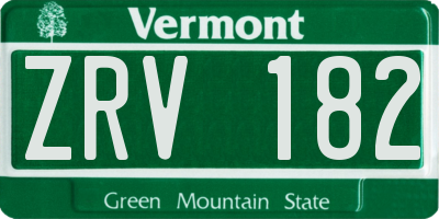 VT license plate ZRV182