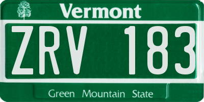 VT license plate ZRV183