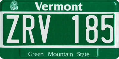 VT license plate ZRV185