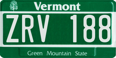 VT license plate ZRV188