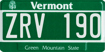 VT license plate ZRV190