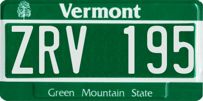 VT license plate ZRV195
