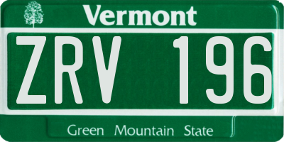 VT license plate ZRV196