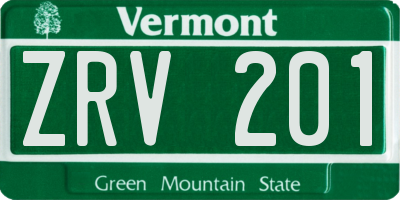VT license plate ZRV201