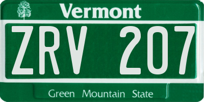 VT license plate ZRV207