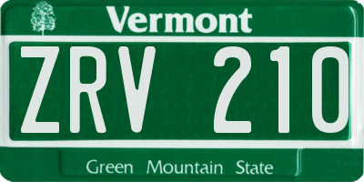 VT license plate ZRV210