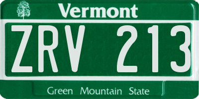 VT license plate ZRV213