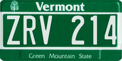 VT license plate ZRV214