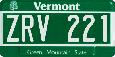 VT license plate ZRV221