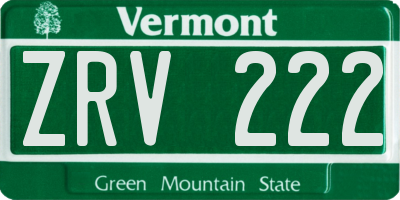 VT license plate ZRV222