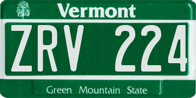 VT license plate ZRV224