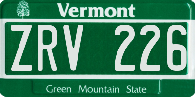 VT license plate ZRV226