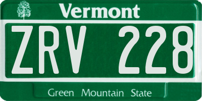 VT license plate ZRV228