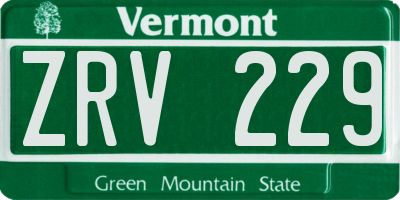 VT license plate ZRV229