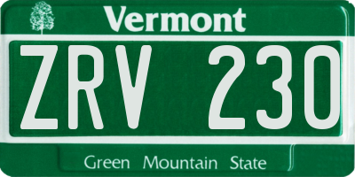 VT license plate ZRV230