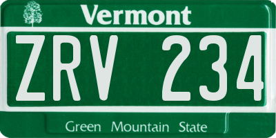 VT license plate ZRV234